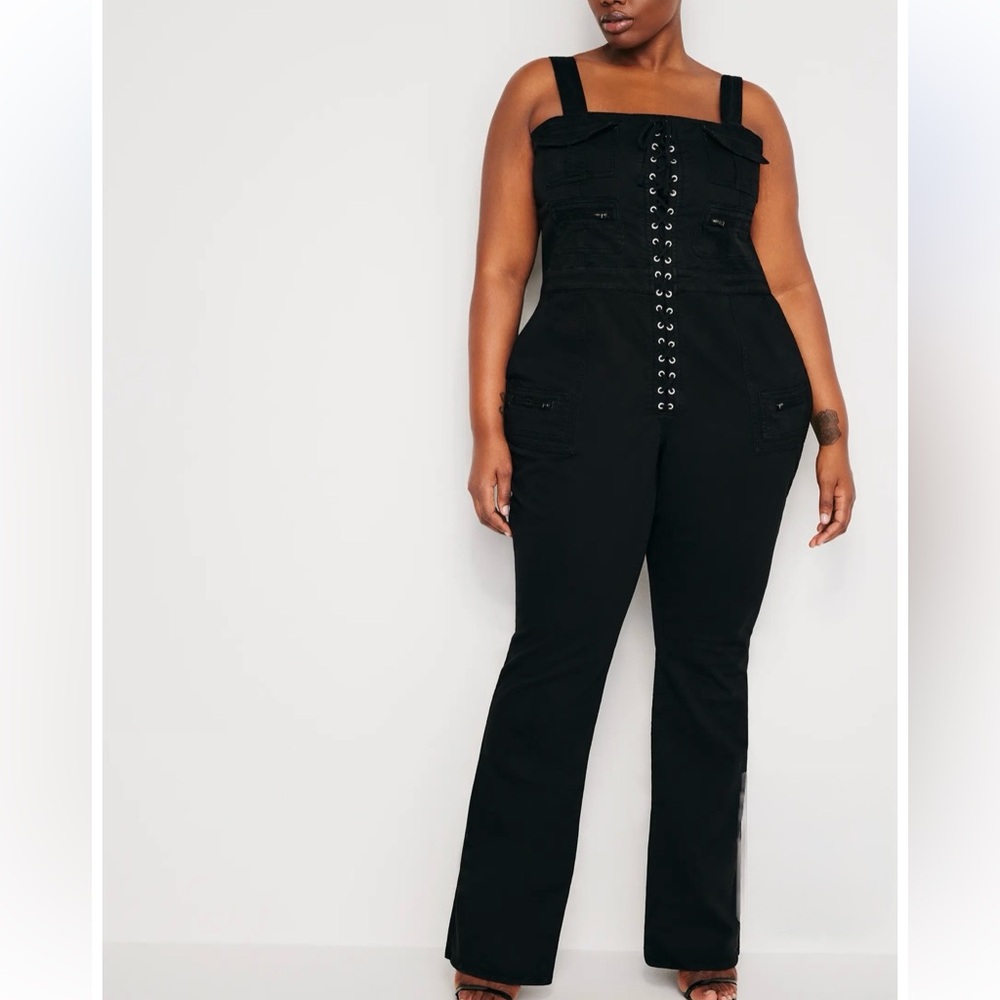 Good American Lace-Up Utility Twill Jumpsuit